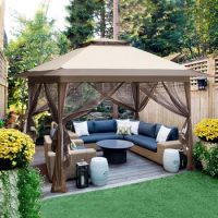Folding Awning Shielded Canopy With Mosquito Net Gazebo Patio and Backyard Tent for Garden Easy-to-set Outdoor Gazebo Shade Home