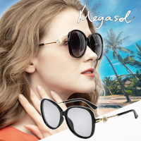 【MEGASOL】極美白櫻花水鑽偏光太陽眼鏡(感光智能變色日夜全天候適用BS1921)