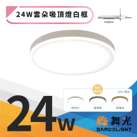 【DanceLight 舞光】LED 24W 高光效 雲朵薄型吸頂燈-白框(防塵防蟲卡扣安裝)