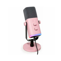 【FIFINE】AM8 錄音室等級 USB/XLR動圈式RGB直播麥克風(粉色款)