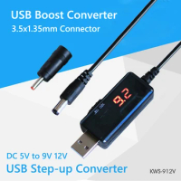 USB to DC Power Cable Adjustable 5V to 9V 12V DC Jack Charging Cable Power Cord Plug Connector Adapter for Wifi Router Powerbank