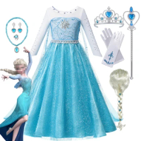 Fantasia Snow Queen Frozen Elsa Anna Costume Girls Princess Dress Toddler Kids Halloween Cosplay Party Vesidos For 3-10 Years