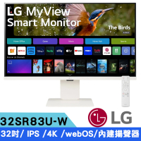 LG 樂金 32SR83U-W 32型 4K IPS 平面智慧聯網螢幕(16:9/搭載webOS/內建揚聲器/AirPlay2)