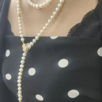 Rantai Sweater Mutiara Air Tawar, 6-7mm, 60cm