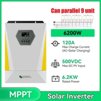 Techfine Mppt Solar Charge Controller 6200W Off Grid Pure Sine Wave Solar Inverter For Home Storage 