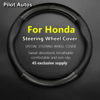 For Honda Steering Wheel Cover Leather Carbon Fiber Car Sreering Cover Fit Civic Accord Jazz Stream CRV HRV URV Vezel