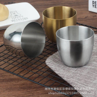不銹鋼加厚韓式單層杯餐廳啤酒杯拉絲杯冷飲杯果汁杯水杯