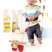 Hape學步單桿手推車學步車蝴蝶推推樂嬰幼兒童寶寶推著走玩具1歲
