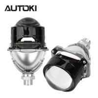 AUTOKI 2.5 Inch Bi Led Projector Lens Led Light For H4 H7 9005 9006 Car Headlight Bulb High Low Beam 70W 6000k Turbo cooling fan