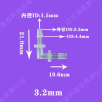 3.2mm agoda type hose joint 90 Degree coupling union elbow right-angle connector barb fitting L hose barb coupler