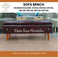 Sofa Bed Kotak Penyimpanan Motif Canvas Bench Stool Minimalis Estetik Kafe Retro Bludru Kokoh Kuat J