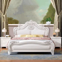 High End European Bed Frames Queen Villa White Modern Headboard Twin Bed Frame King Size Sleeping Cama Box Casal Home Furniture