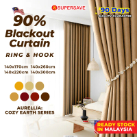 SUPERSAVE 90% Blackout Curtain with Ring / Hook Curtain Ready Made Langsir Blackout Siap Jahit Sunbl