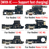 USB Charger Charging Port Dock Connector Microphone Flex Cable For Xiaomi Redmi 12C Note 12 4G 13 Pro Plus 5G 12s Fast charging