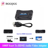 1080P Scart To HDMI-Comaptible Video Adapter for HDTV Sky Box STB Smartphone DVD Scart To HDMI-Comaptible Switcher with USB