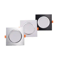 LED Downlights 3W5W7W9W12W AC85-265V Square Silver Black White LED Ceiling Lamp Down Light for Kitchen Home Indoor Lighting