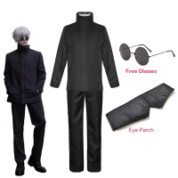 Đen gojo satoru cosplay trang phục miếng che mắt kính Anime Halloween bên người đàn ông đồng phục áo
