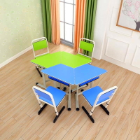 繪畫桌 學生六邊形六角拼接課桌椅團體輔導室電腦桌升降培訓班美術閱覽桌【MJ18384】