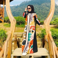 Zesa Maxi Dress Printing antunna Gamis Wanita Muslim