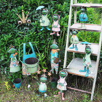 青蛙歐美式戶外裝飾花盆托盤花架子花園庭院花插植物多肉創意個性