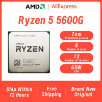 NEW AMD Ryzen 5 5600G CPU 3.9GHz Six-Core Twelve-Thread 65W CPU Processor L3=16M 100-000000252 Socket AM4 NO FAN Accessories