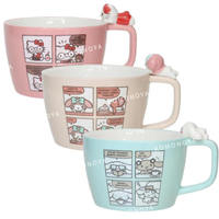小禮堂 Sanrio 三麗鷗 陶瓷杯緣子馬克杯 300ml (四格漫畫款) Kitty 大耳狗 美樂蒂