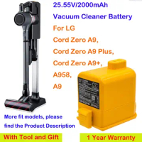 Cameron Sino 25.55V 2000mAh Vacuum Cleaner battery EAC63758601 for LG Cord Zero A9, A9+, Cord Zero A9 Plus,A9M,A958,A958SK +TOOL