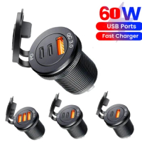 USB C Car Charger Socket DC Super Fast Charging QC3.0 &amp; PD for 12V/24V Car Marine ATV type c port socket for Audi q5 a8 a1 a3 4