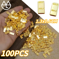 100PCS Feng Shui Rumah Emas Batangan Mainan Kecil 1,3*0,6cm Mainan Emas Batangan Bahan Paduan Mini F