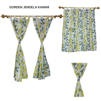 Gorden Jendela Pendek Model Tali Perekat Kain Katun Polymicro Disperse Panjang 120 cm