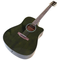 6 String Acoustic Guitar 41 Inch Green Color High Gloss Solid Spruce Wood Top Folk Guitar Good Handicraft
