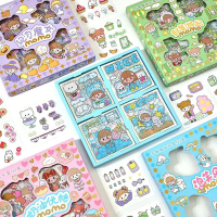STIKER MOMO KARTUN AESTHETIC WATERPROOF 1 BOX ISI 100 PCS/ STIKER KARTUN LUCU ANTI AIR DEKORASI HAND