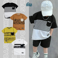 DISTROANAQU Kaos Anak Surfside Laki-laki Umur 1-12 Tahun Aplikasi Pocket Combed Cotton Bahan Tipis L