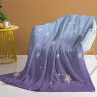Glitter Purple Gradient Stars Pattern Throw Blanket Soft Cozy Fleece Flannel Throw Blanket for Couch Sofa Bed