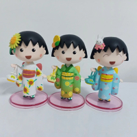 Tượng Cherry Maruko Chan, mô hình phụ kiện, búp bê Maruko Chan mặc kimono, đồ chơi hộp bí ẩn, đồ tra