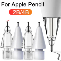 Replacement 4B 2B Pencil Tips for Apple Pencil 1/2 Soft Needle Rubber Pencil Nibs Silent Wear-resistant Stylus Pen Tip Cover