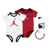 Nike 包屁衣 Jordan 白 紅 黑 連身衣 毯子 記憶環 純棉 短袖 寶寶 嬰兒 喬丹 JD2032160NB-001