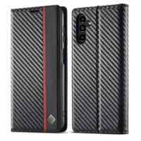 Carbon Fiber Texture PU Leather Case For Samsung Galaxy A15 A14 A24 A34 A54 5G A13 A23 A33 A53 M13 M53 M23 A04 A04S 100PCS