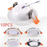 Dimmable 10PCS LED Downlight 220V 110V 3-color dimming 5W 7W 9W 12W 15W Recessed in LED Ceiling Downlight Light Lamp