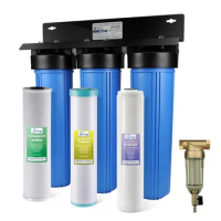 Whole House Water Filter System w/Spin Down Sediment Filter Polyphosphate Anti-Scale GAC KDF and Carbon Block Water Filters