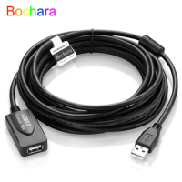 Bochara USB 2.0 Extension Cable Type A Male to Female Dual Shielding(Foil+Braided) Booster Chipset FE1.1S 5m 10m 15m 20m 30m