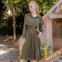 betty’s貝蒂思　風衣式壓褶腰帶翻領洋裝(綠色)