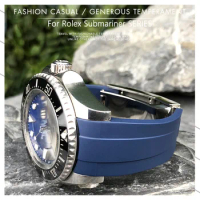 21mm 22mm Black Blue Silicone Rubber Watchband Fit for Rolex DEEPSEA Sea-Dweller 116660 126660 Series Waterproof Watch Strap