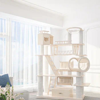 Cat Crawler, Cat Nest, Tree One Large Solid Wood Multi-storey Castle Paint to Take Good Care of vde210606