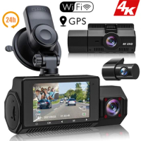 3 Channel Car DVR Dash Cam 4K Camera for vehicle Dashcam Black Box GPS WiFi Video Recorder 24H Parking Monitor car accessories