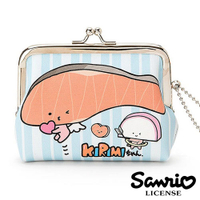 【日本進口正版】KIRIMI醬 鮭魚醬 皮質 珠扣包 零錢包 卡片包 收納包 三麗鷗 Sanrio - 546277