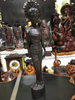 日本回流木雕擺飾，黑柿木或黑檀木，巴厘島美女木雕，純手工一木