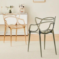 Banquet Ergonomic Dining Chair Plastic Modern Office Hand Dining Chair Transparent Nordic