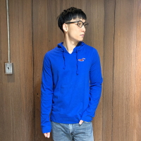 美國百分百【全新真品】Hollister Co. 連帽 長袖T恤 帽T 海鷗 上衣 HCO 男裝 寶藍色 S號 J858
