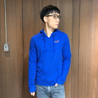 美國百分百【全新真品】Hollister Co. 連帽 長袖T恤 帽T 海鷗 上衣 HCO 男裝 寶藍色 S號 J858